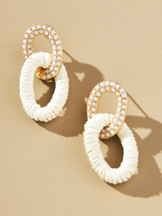 Anthropologie Jewelry - NWT Threaded Pavé Link Drop Earrings By Anthropologie